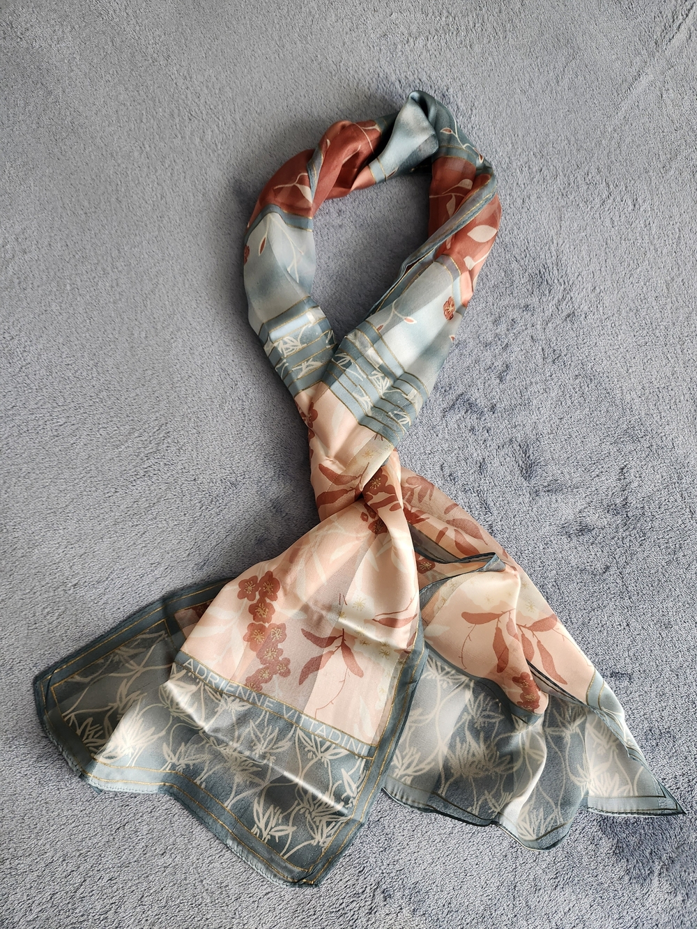Adrienne Vittadini Floral Silk Scarf in Blush & Sage